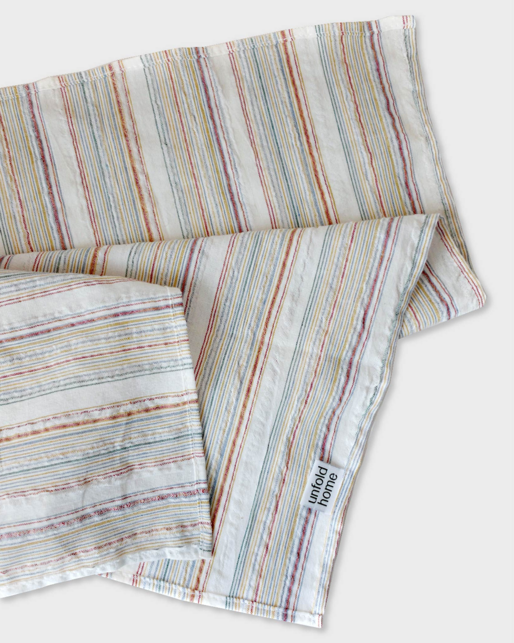 언폴드,unfold,에코백,파우치,천가방,코스터,백팩,스크런치Linen stripe kitchen cloth