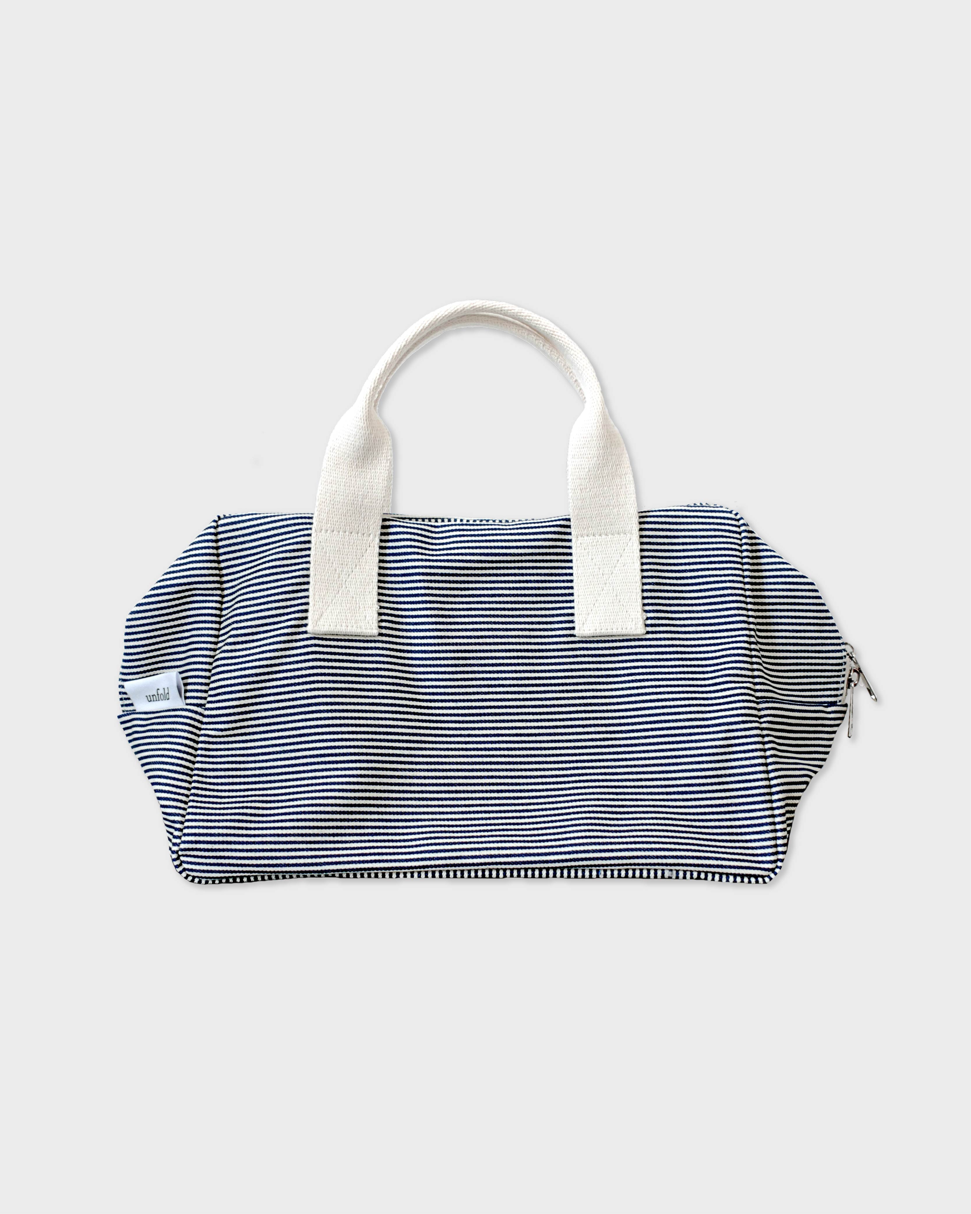 언폴드,unfold,에코백,파우치,천가방,친환경가방,Stripe boston bag (navy)